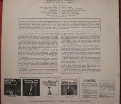 Henry Mancini And His Orchestra And Chorus - Academy Award Songs, Vol. 2 (12 Great Oscar Winners) (LP) - Discogs image 2