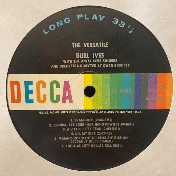 Burl Ives - The Versatile Burl Ives! (LP) - Discogs image 4