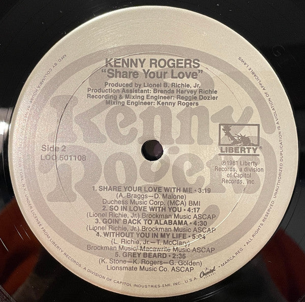 Kenny Rogers - Share Your Love (LP) - Discogs image 4