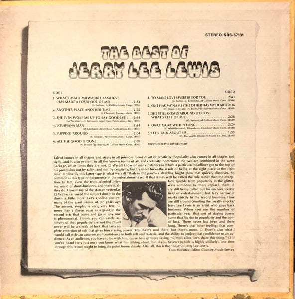 Jerry Lee Lewis - The Best Of Jerry Lee Lewis (LP) - Discogs image 2