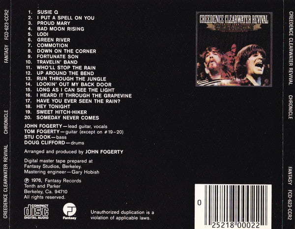 Creedence Clearwater Revival Featuring John Fogerty - Chronicle (The 20 Greatest Hits) (CD) - Discogs image 2