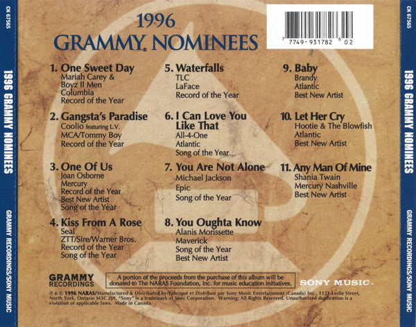 Various - 1996 Grammy Nominees (CD) - Discogs image 2
