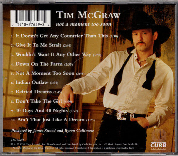 Tim McGraw - Not A Moment Too Soon (CD) - Discogs image 2