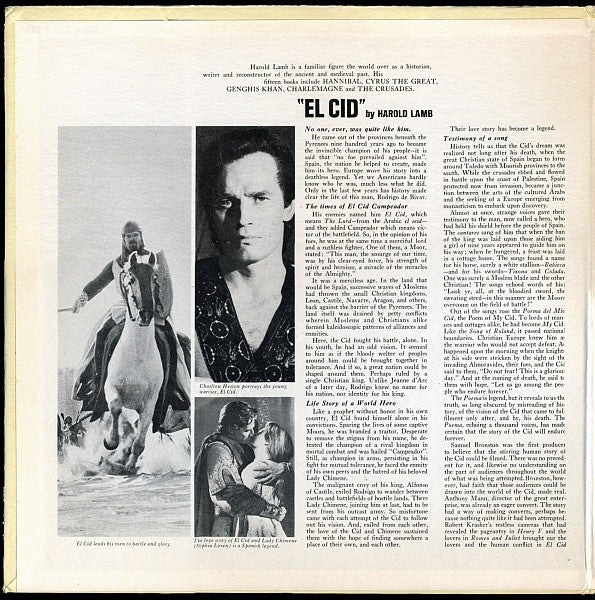 Miklós Rózsa Conducting Symphonie-Orchester Graunke - El Cid (LP) - Discogs image 2