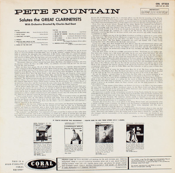 Pete Fountain - Pete Fountain Salutes The Great Clarinetists (LP) - Discogs image 2