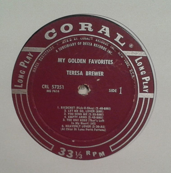 Teresa Brewer - My Golden Favorites (LP) - Discogs image 3