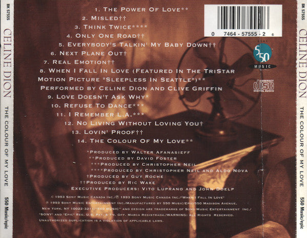 Céline Dion - The Colour Of My Love (CD) - Discogs image 2
