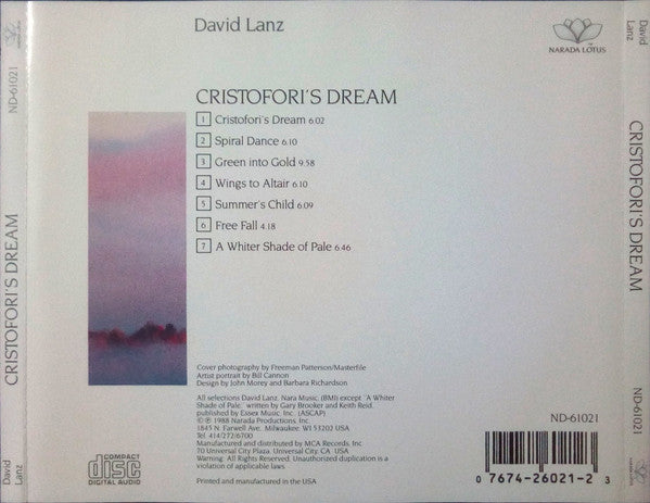 David Lanz - Cristofori's Dream (CD) - Discogs image 2