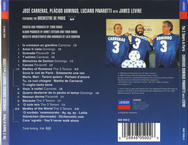 José Carreras, Placido Domingo, Luciano Pavarotti With James Levine (2) - The 3 Tenors In Paris (CD) - Discogs image 2