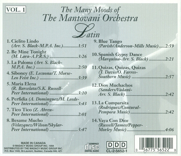 Mantovani Orchestra, The - The Many Moods Of The Mantovani Orchestra Latin (CD) - Discogs image 2