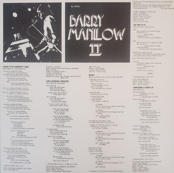 Barry Manilow - Barry Manilow II (LP) - Discogs image 5