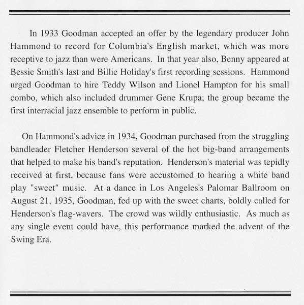 Benny Goodman And His Orchestra - Benny Goodman Orchestra (CD) - Discogs image 6