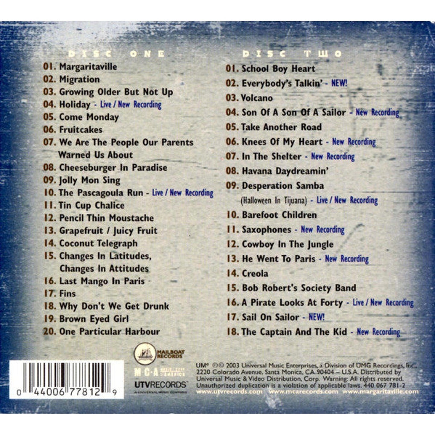 Jimmy Buffett - Meet Me In Margaritaville (The Ultimate Collection)  (2xCD, Comp)