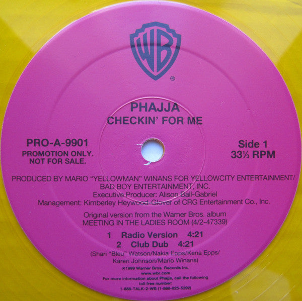 Phajja : Checkin' For Me (12", Promo, Cle)