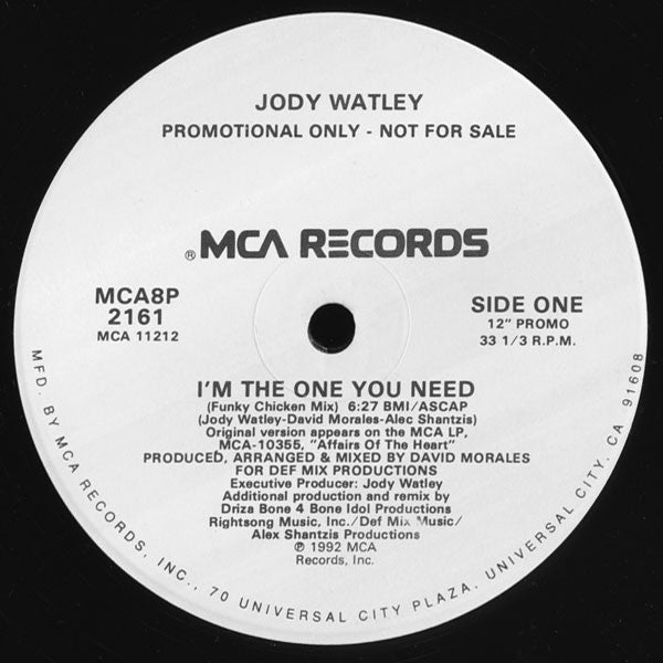 Jody Watley : I'm The One You Need (12", Promo)
