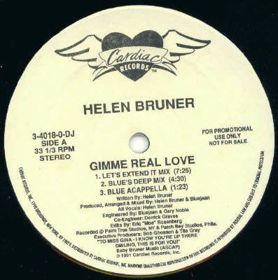 Helen Bruner : Gimme Real Love (12", Promo)