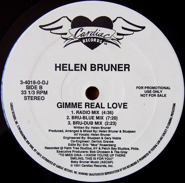 Helen Bruner : Gimme Real Love (12", Promo)