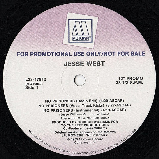 Jesse West : No Prisoners (12", Promo)
