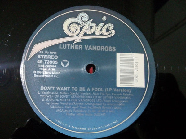 Luther Vandross : Don't Want To Be A Fool (12")