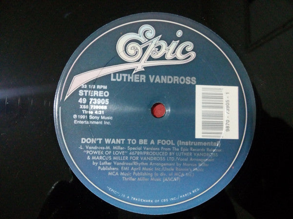 Luther Vandross : Don't Want To Be A Fool (12")