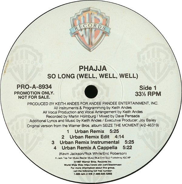 Phajja : So Long (Well, Well, Well) (12", Promo)