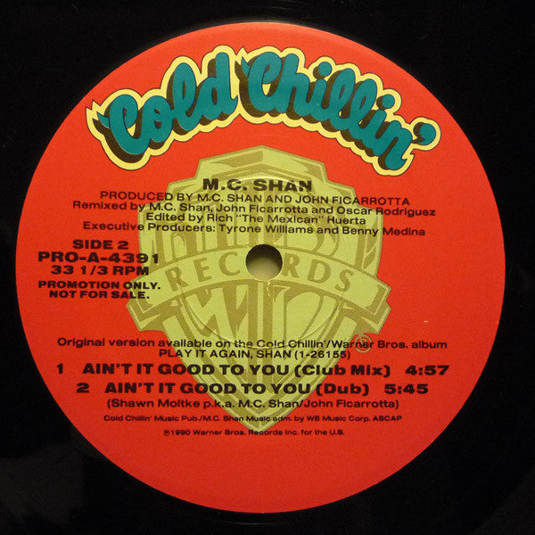 MC Shan : Ain't It Good To You (12", Promo)