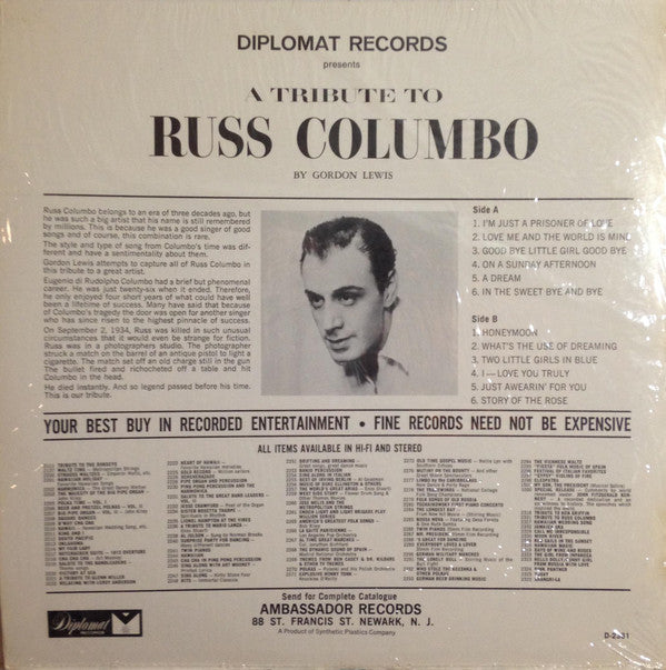 Gordon Lewis (4) : A Tribute To Russ Columbo By Gordon Lewis (LP, Album, Mono)