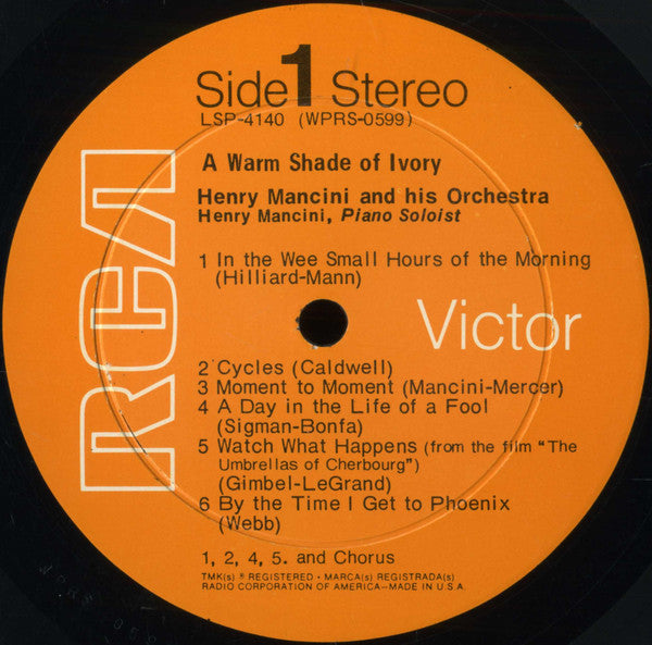 Henry Mancini And His Orchestra And Chorus : A Warm Shade Of Ivory (LP, Album, RP)