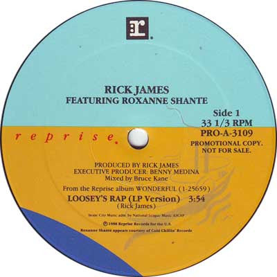 Rick James Featuring Roxanne Shanté : Loosey's Rap (12", Promo)