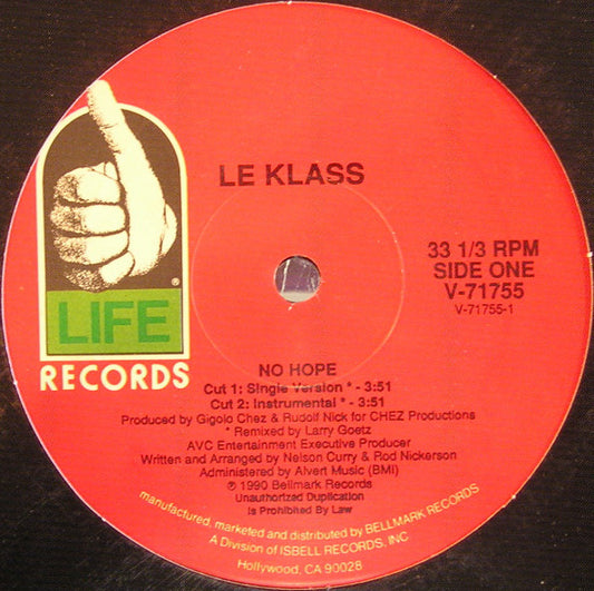 Le Klass : No Hope (12")