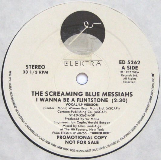 The Screaming Blue Messiahs : I Wanna Be A Flintstone (12", Promo)