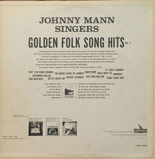 The Johnny Mann Singers : Golden Folk Song Hits - Volume 2 (LP, Album)