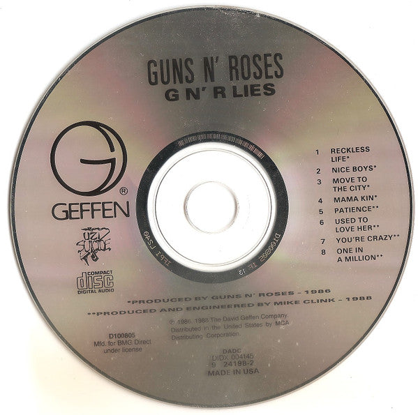 Guns N' Roses : G N' R Lies (CD, Album, Club, RE, BMG)