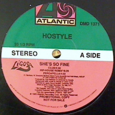 Hostyle (2) : She's So Fine / Keep On Movin' (12", Promo)