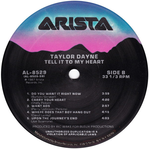 Taylor Dayne : Tell It To My Heart (LP, Album)