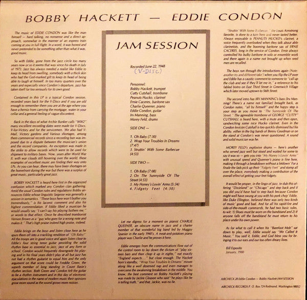 Eddie Condon And Bobby Hackett : Jam Session (LP)
