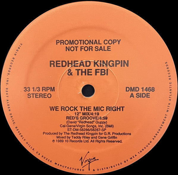 Redhead Kingpin And The FBI : We Rock The Mic Right (12", M/Print, Promo)