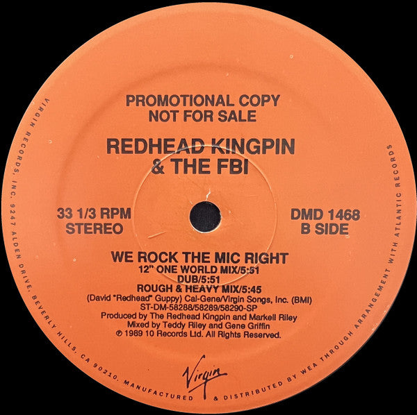 Redhead Kingpin And The FBI : We Rock The Mic Right (12", M/Print, Promo)