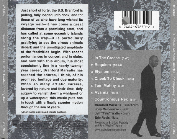 Branford Marsalis Quartet : Contemporary Jazz (CD, Album)