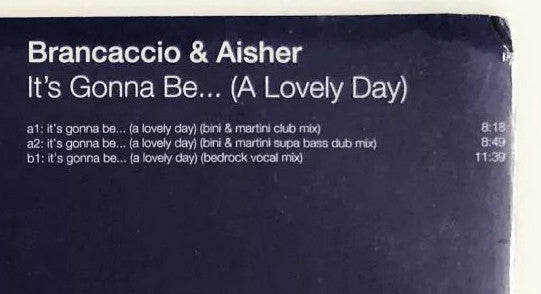 Brancaccio & Aisher : It's Gonna Be... (A Lovely Day) (12")