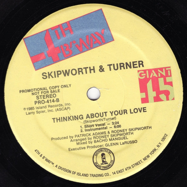 Skipworth & Turner : Thinking About Your Love (12", Promo)