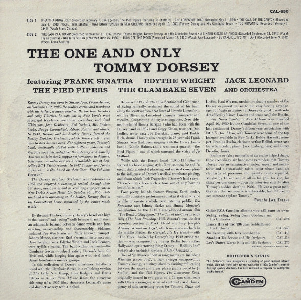 Tommy Dorsey : The One And Only Tommy Dorsey (LP, Comp, Mono)