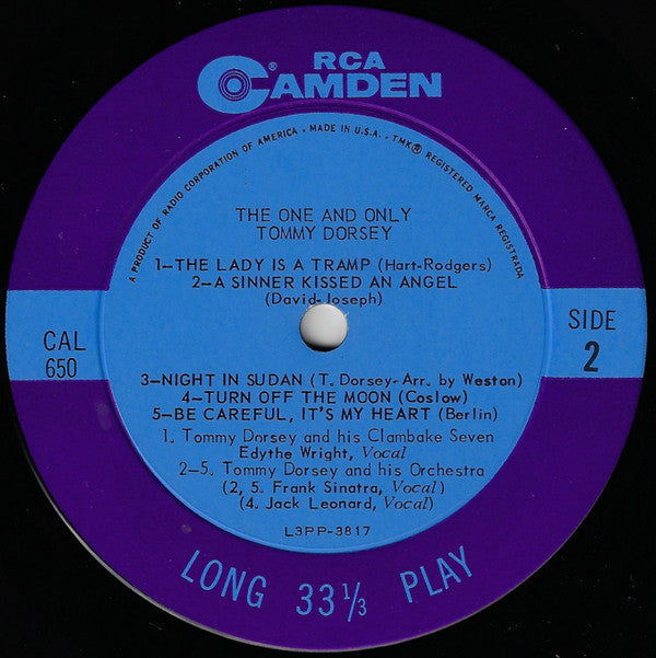 Tommy Dorsey : The One And Only Tommy Dorsey (LP, Comp, Mono)