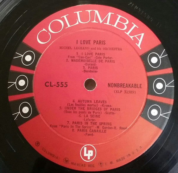 Michel Legrand Et Son Orchestre : I Love Paris (LP, Album, Mono, RP, Hol)