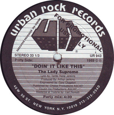 The Lady Supreme : Doin' It Like This (12", Promo)