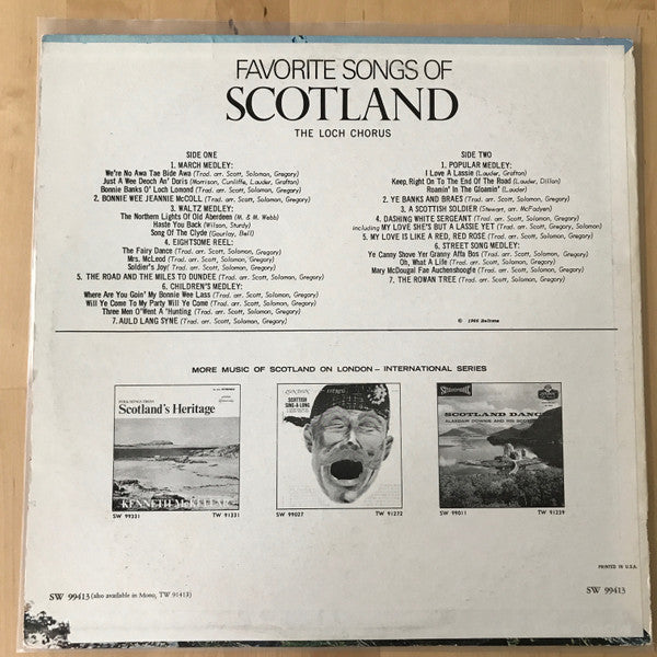 The Loch Chorus : Favorite Songs Of Scotland (LP, Album)