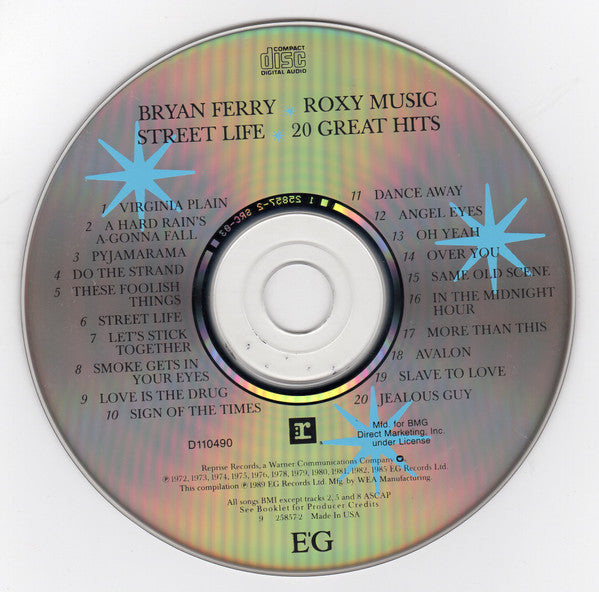 Bryan Ferry, Roxy Music : Street Life - 20 Great Hits (CD, Comp, Club, RE, RM, ARC)
