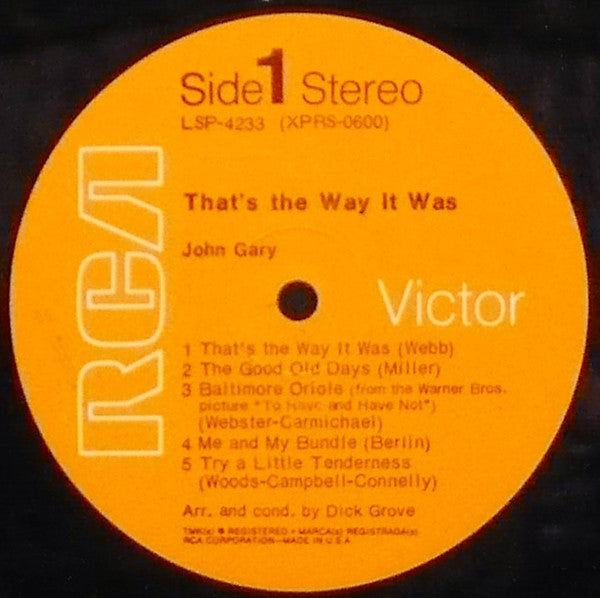 John Gary : That's The Way It Was (LP, Album)