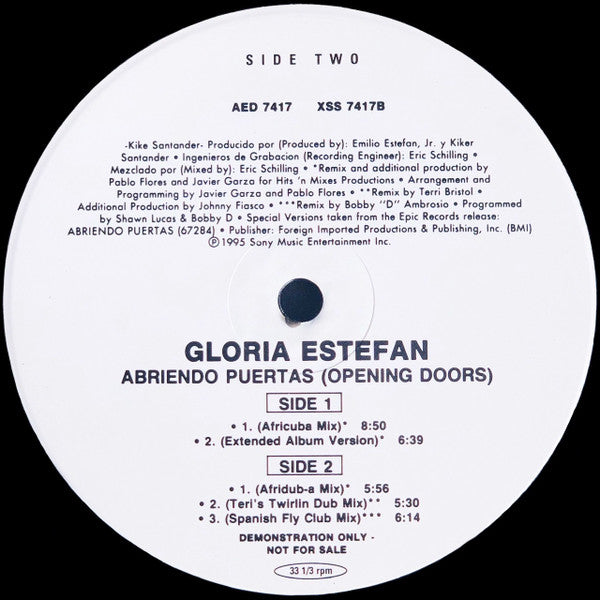 Gloria Estefan : Abriendo Puertas (12", Single, Promo)