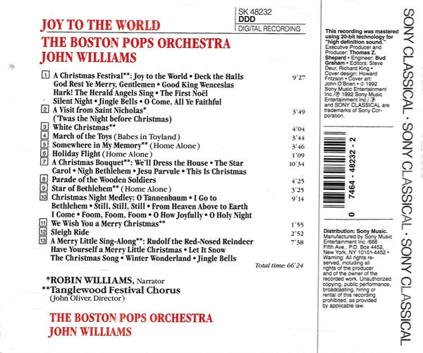 John Williams (4) / Boston Pops Orchestra : Joy To The World (CDr, Album)